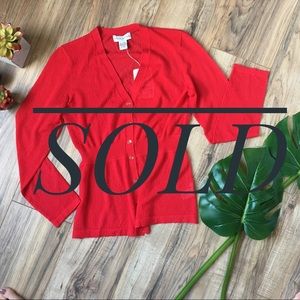 NWT Doncaster Red Cinched Waist Cardigan